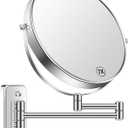 9 Large Wall Mounted Makeup Mirror 1X/7X Double-Side Bathroom Magnifying Mirror 360 Swivel Vanity Mirror Extendable Shaving Wall Mount Cosmetic Mirror for Men and Women, Chrome