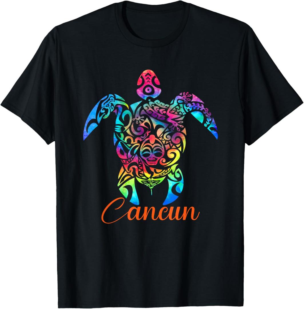 Cancun Mexico Sea Turtle Beach Vacay Trip Tie Dye T-Shirt, M 