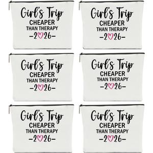 6 PCS Girls Trip Gifts Favors 2026 Girls Weekend Gifts for Women Bestie Gifts Friend Gifts Girls Trip Favors for Her Sister Niece Friendship Holiday Vacation Makeup Bag Weekend Bags for Women