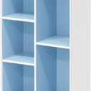 Furinno LUDER Book Shelf, 5-Cube Bookshelf, Reversible Bookcase, 9.4 x 19.5 x 31.5, Easy Assembly, for Living Room, Bedroom, Home Office, White/Light Blue