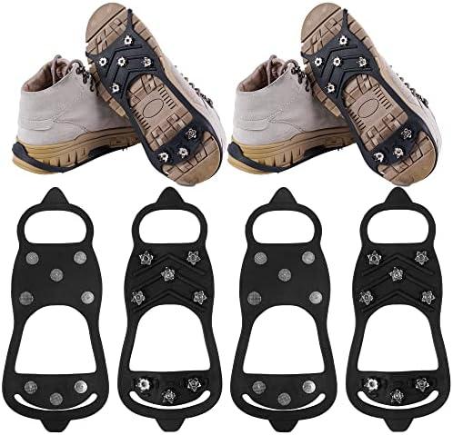 WBCBEC 2 Pairs Non Slip Gripper Spike Ice Traction Cleats Walk Traction Cleat Durable Ice Snow Grips for Shoes, Boot with 8 Steel Studs Crampons