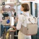 MATEIN Anti Theft Backpack for Women, 15.6 Inch Commute Work Backpack with Theftproof Zippers & RFID Pocket, Water Resistant Fashion Teacher Bag with USB Charging Port for Travel, Beige Khaki