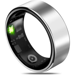 Smart Health Ring for Women Men Fitness Tracker with Heart Rate, Blood Oxygen, Blood Pressure, Sleep Monitoring, Step Counting, IP68 Waterproof for APP and Android, No Subscription Fee, Silver 12