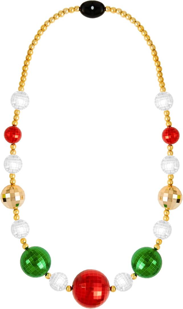 JOYIN Christmas LED Jumbo Bead Necklaces, Xmas Necklaces with Light Up Jumbo Beads in 3 Lighting Modes, Christmas Bulb Necklace for Xmas New Year Accessory for Adult Women Men Family Party