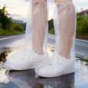 Long Rain Boot Covers for Adults, 10 Pair Extended Length Plastic Shoe Covers for Rain for Use in Water Parks, Rain and Snow (clear, adult(long))