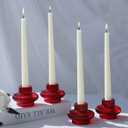 VOHO Vintage Red Candlestick Holders for Christmas Decorations, 6pcs Stackable Candle Stick Candle Holder for Valentines Day Decoration, Ribbed Taper Candle Holders for Candlesticks & Tea Lights
