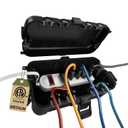 Flemoon Medium Outdoor Electrical Box (11.5x5.2x4 inch), IP54 Waterproof Extension Cord Cover w/6 Cable Entry Ports, Weatherproof Connection Box for Power Strip, Timer, Plug, Holiday Lights, Black