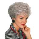GNIMEGIL Short Gray Wig For Seniors Women Silver Gray Curly Hair Old Lady Costume Grandma Wigs For Elderly Synthetic Fiber Mommy Granny Cosplay Older Wig Silver Grey Ombre