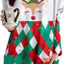 MOUSYA Women Dress Shirt Christmas Long Sleeve Tops Santa Printed Pullover Loose Plus Size T-Shirt Blouse with Pockets (XL)