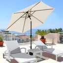 Blissun 7.5 ft Patio Umbrella, Yard Umbrella, Outdoor Market Umbrella with Push Button Tilt Crank (Creamy White)