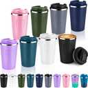 Volhoply 12 oz Double Wall Insulated Vacuum Travel Coffee Mug with Flip Lid Bulk 8 Pack,Reusable Stainless Steel Leak Proof Coffee Cup,Portable Cafe Thermal Tumbler for Hot Drinks(Assort Color,8 Set)