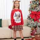 PATPAT Girls Sweatshirts Size 5-14 Years Graphic Pullover Long Sleeve Crewneck Shirt Cute Cartoon Casual Clothes for Girls (Red)