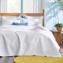 Bedsure Quilts Queen Size - Lightweight Bedspreads Queen Size with Basket Weave Pattern, Soft Quilt Bedding Set, White Comforter Set Coverlet for All Seasons with 2 Pillow Shams (90" x 96") | Skin-Friendly Soft, All-Season Comfort, Breathable, Lightweight, Machine Washable