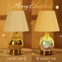 Porseme Table Lamp, Desk Lamp Bulb Included - Modern Lamp with Unique Lampshade, Handmade 3D Effect Glass Base - Perfect Table Lamp in Bedroom, Bedside, Living Room, Office (E12 LED Bulb Included)