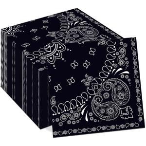 40Pcs Black Bandana Paper Napkins Western Lunch Dinner Tableware Disposable Dessert Napkin Set for Wild West Birthday Baby Shower Party Supplies Decoration,6.5 x 6.5 inch