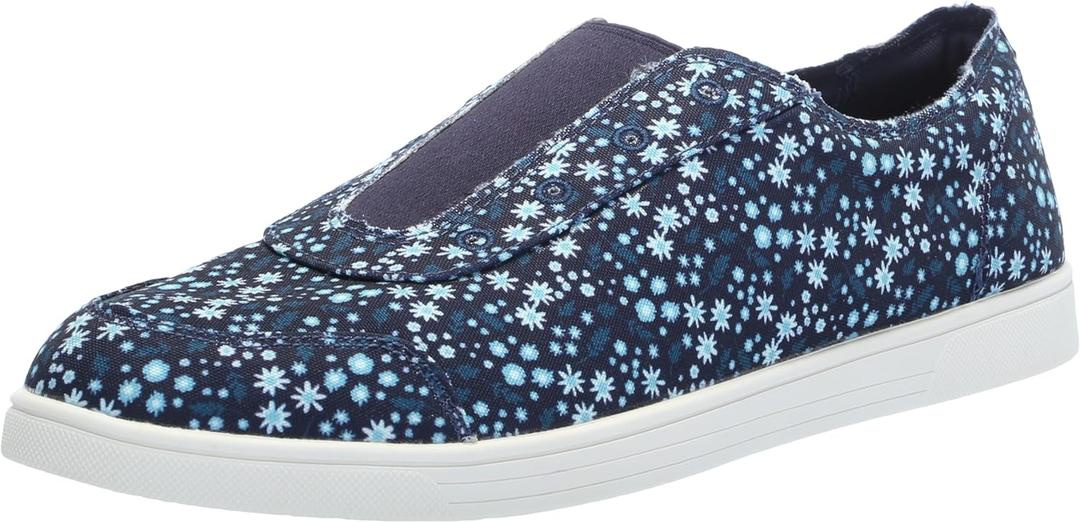Spenco Women's Santa Maria Canvas Sneaker (5.5 Wide, Navy Floral)