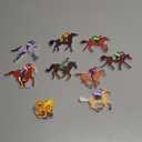 Amyhill 9 Pcs Derby Horse Party Decorations Wooden Horse Racing Table Centerpieces Horse Tabletop Decorations Tiered Tray Decor for Horse Racing Festival Party Supplies Home