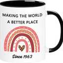 WOSIWULA 62th Birthday Coffee Mug Cup, 11oz, Black, Ceramic, Turning 62 Year Old Birthday Gifts for Her, Him, Mom, Dad, Family & Friends (1963)