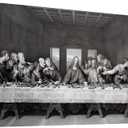 Black White Last Supper Canvas Wall Art -Large Jesus Lord Supper Poster Art Wall Decor Framed for Office Dinner Bedroom Living Room-29x58inch