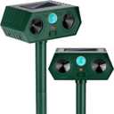 2 Pack 2025 Ultrasonic Animal Repellent Outdoor Cat Repellent Devices Solar Animal Repeller Motion Activated Deterrent to Scare Deer Squirrel Rabbit Raccoon Skunk for Yard Lawn Outdoor