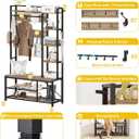 BON AUGURE Farmhouse Hall Tree for Entryway, Mudroom Bench with Shoe Storage, Large Coat Rack Shoe Bench with 5 Tier Open Shelves, Adjustable Side Hooks and Hanging Rod for Foyer (Vintage Oak)
