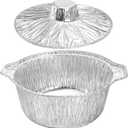 Frcctre 10 Pcs Disposable Aluminum Pot with LidS, Disposable 2 Liter Round Aluminum Foil Pan Food Container for Camping Vacation Trips Picnic Heating Cooking