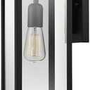 GLOBE Electric 16 inch 1-Light Outdoor/Indoor Wall Sconce, Matte Black Finish, Clear Glass Shade, Weather-Resistant Modern Exterior Light