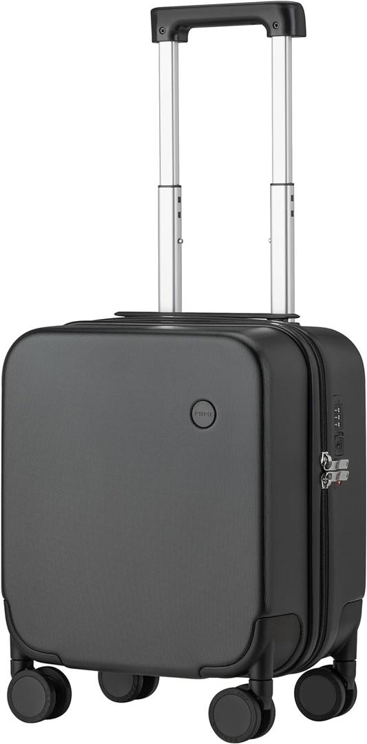 mixi Upgrade Carry on Luggage 14 Inch Underseat Personal Item Suitcases with Spinner Wheels, Hardside Rolling Suitcase PC with TSA Lock Lightweight Travel Case, Fine Grid Black