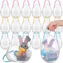 Suzile 18 Pcs Giant Easter Eggs 10 Inch Jumbo Fillable Eggs Shaped Baskets with Handles Plastic Extra Large Easter Containers Stands Upright for Holiday Hunt Decoration