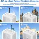 800W Power Converter Adapter Combo, Specially for Hair Dryers, 220v to 110v Voltage Converter with AC Sockets, 2 USB C & 2 USB A Ports, Compact Voltage Converter US to Europe(White)