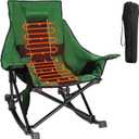 Slendor Oversized Rocking Camping Chair, Heated Camping Chair with 3 Heat Levels, Portable Outdoor Rocker Chair, High Back, Pillow, Carry Bag, Padded, Supports 330 lbs, Green