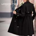 LONDON FOG womens Double-Breasted Long Trench Coat with Belt (X-Small, Black)