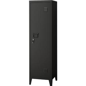 MIOCASA Metal Cabinet Home Office Storage Cabinets with Doors and Shelves Lockable File Cabinet Organizer Coat Lockers for Kids (Black)
