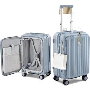 Hanke Top Opening 20" Carry On Luggage Expandable Hard Shell Grey, 20 Inch EXT