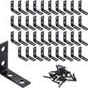 HOME MASTER HARDWARE L-Shaped Corner Braces, 40-Piece Metal Black Corner Bracket 1-1/2 Inch Right Angle Brackets for Shelves, Wood Furniture, Frames - Includes Rust-Resistant Screws