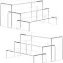 ANDGOO Display Risers, 6 Pcs(7.9L~8.3L~8.7L) Rectangular Clear Acrylic Showcase Collectibles Display Stands Suitable for Retail Shoe Showcase Jewelry Funko Pop Figures