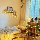RECUTMS Monstera Leaf String Lights Artificial Foam Plumeria Tropical Palm Leaves Flower 40 LED Battery Operated Fairy Light Hawaiian Luau Beach Party Summer Decorations Outdoor Indoor(White+Green)