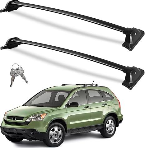 Lockable Roof Rack Cross Bars 220lbs Compatible with Honda CRV CR-V 2007 2008 2009 2010 2011 EX EX-L LX 2.4L L4, Heavy Duty Aluminum Roof Rails Crossbars Cargo Canoe Black Rooftop Carrier Luggage