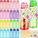 24 Pack Water Bottles for Kids School Bulk 18 oz Leakproof Reusable Sports Water Bottles Decorations End of The Year Gifts for Students from Teacher for Kids Graduation Classroom Prizes