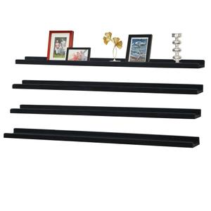 Picture Shelves for Wall,24" Wood Floating Ledge Shelf Set of 4,Rustic Photo Frames Shelves Vinyl Record Book Storage Display for Living Room Kids Nursery Bedroom Kitchen Bathroom