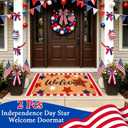 2 Pcs 4th of July Welcome Doormat- Outdoor Patriotic 250th Anniversary America Stars Door Mat, Front Rubber Non Slip Backing Floor Mats for Home Decoration Entryway Entrance Porch Decor