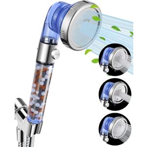 Luxsego Filtered Shower Head for Hard Water with Stop, High Pressure 4-Mode Shower Heads Built-in Power Spray to Clean Corner, Tub & Pets, Water Softener Handheld Shower to Remove Chlorine & Fluoride