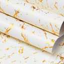 FunStick 36"x200" Cream White and Gold Wallpaper Peel and Stick Marble Contact Paper Peel and Stick Countertop Contact Paper for Kitchen Cabinets Waterproof Self Adhesive Wall Paper for Bedroom Table