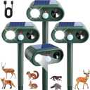 Upgraded Sonic Fortress Pro Deer Repellent Devices Squirrel Rabbit Raccoon Cat Deterrent Outdoor IP65 Waterproof Solar Ultrasonic Animal Repeller with Motion Sensor Strobe Light for Yard Garden,4Pack