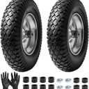 (2-PACK) 4.80/4.00-8" Tire and Wheel, 16" Pneumatic Tire Wheels with 5/8" Bearings (Extra 3/4") and 3" Centered Hub for Wheelbarrow, Hand Truck, Garden Carts, Yard Wagon Dump Cart