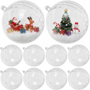10pcs Clear Christmas Ornaments Balls: Plastic Fillable Balls 8cm DIY Craft for Christmas, Birthday, Wedding, Party and Home Decoration