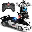 Remote Control Car, One-Click Becoming Robot Transforming Toys Car for Boys, Smooth Deformation, Demo Mode, 360 Rotation, Easy to Use, 2.4GHZ, LED Light, RC Cars for Christmas, Kids, White