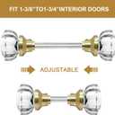 LWZH 1 Pack Glass Interior Door Knobs, Old Style Door Knob Replacement, Vintage Crystal Door Knobs, Polished Brass Finish