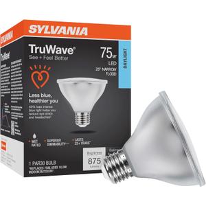 Sylvania LED TruWave Natural Series PAR30 Light Bulb, 75W Equivalent Efficient 9W, Medium Base, Dimmable 5000K Daylight, 1 Pack