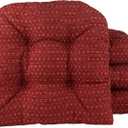 Klear Vu Gripper Overstuffed Universal Non-Slip Dining Chair Cushions for Kitchen Decor or Office Use, U-Shaped Skid-Proof Seat Pad, 15x15 Inches, 4 Count (Pack of 1), Ditzy Dot Barn Red
